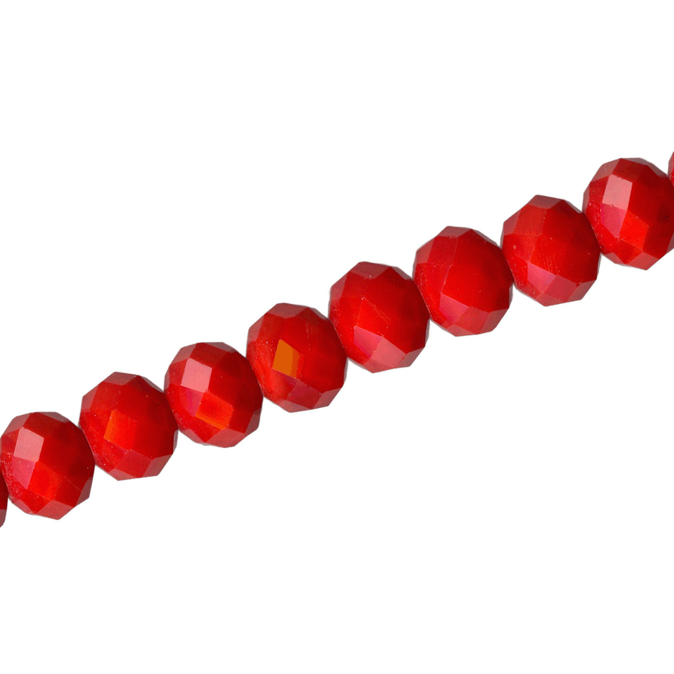 10 X 8 MM CRYSTAL RONDELLE BEADS OPAQUE RED AB - APPROX 72 / PCS