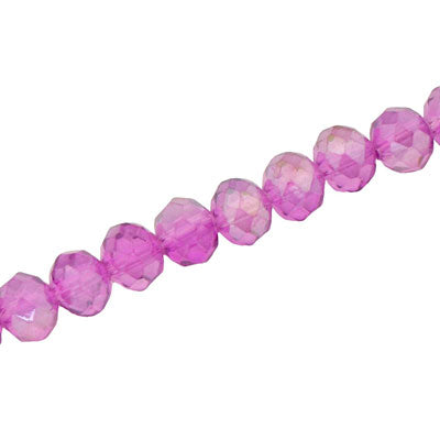 10 X 8 MM CRYSTAL RONDELLE BEADS PINK / PURPLE AB - APPROX 72 / PCS