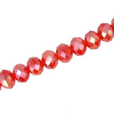 10 X 8 MM CRYSTAL RONDELLE BEADS LIGHT RED AB - APPROX 72 / PCS