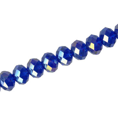 10 X 8 MM CRYSTAL RONDELLE  BEADS ROYAL BLUE AB - APPROX 72 / PCS