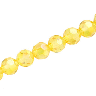 10 MM FACETED ROUND CRYSTAL BEADS APPROX 72/PCS - YELLOW AB