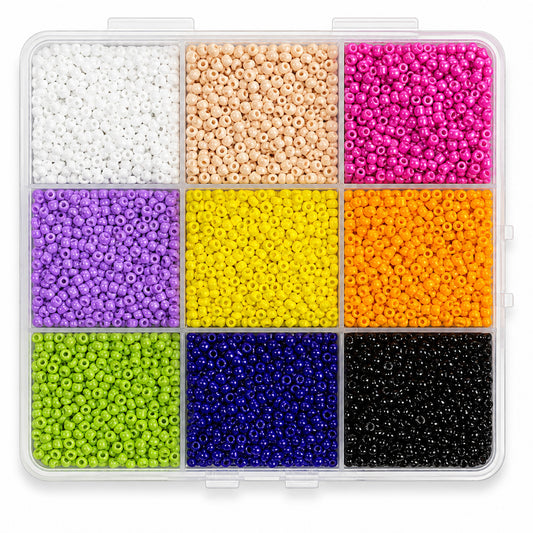 #11/0 Opaque Seed Bead Assortment – 9 Colours – 170g Storage Box