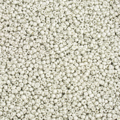 #11/0 SEED BEADS - APPROX 50G - METALLIC SILVER