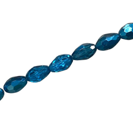 12 X 8 MM TEARDROP BEADS CRYSTAL / METALLIC BLUE ZIRCON - 55 PCS