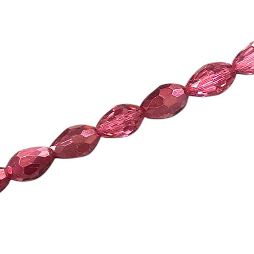 12 X 8 MM TEARDROP BEADS CRYSTAL / METALLIC CRANBERRY - 55 PCS
