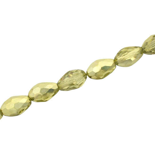 12 X 8 MM TEARDROP BEADS CRYSTAL / METALLIC OLIVE - 55 PCS