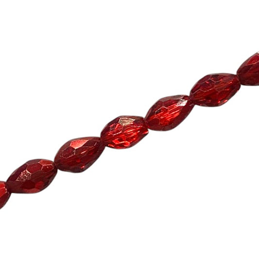 12 X 8 MM TEARDROP BEADS CRYSTAL / METALLIC RED - 55 PCS