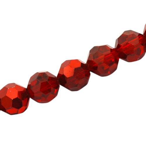12 MM FACETED ROUND BEADS APPROX 25/PCS - CRYSTAL METALLIC RED