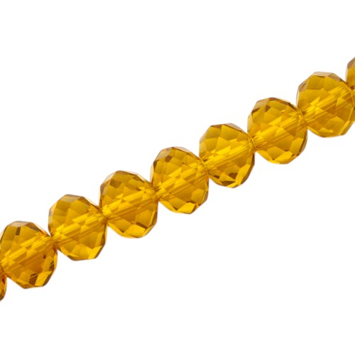 12 X 9 MM CRYSTAL RONDELLE BEADS AMBER - APPROX 72 / PCS