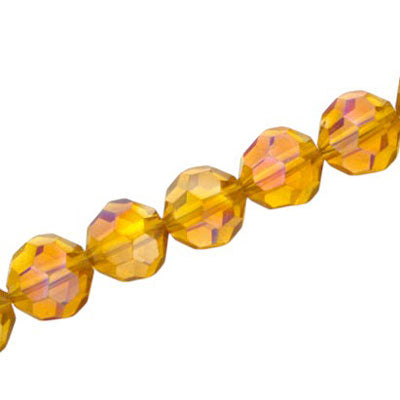 12 MM FACETED ROUND CRYSTAL BEADS APPROX 50/PCS - AMBER AB