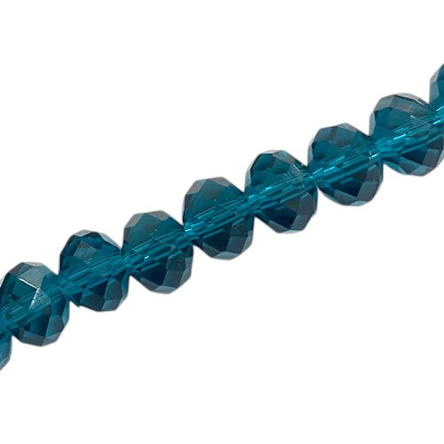 12 X 9 MM CRYSTAL RONDELLE BEADS BLUE ZIRCON - APPROX 70 / PCS