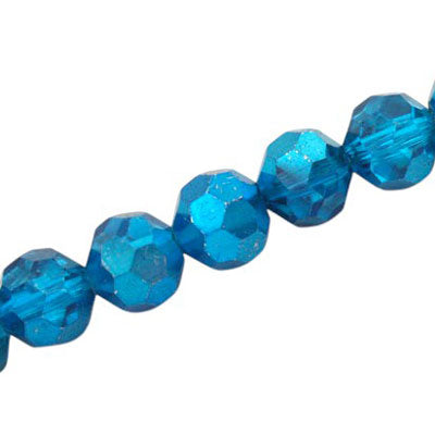 12 MM FACETED ROUND BEADS APPROX 25/PCS - CRYSTAL METALLIC AQUA