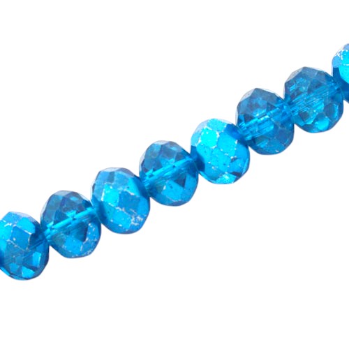 12 X 9 MM RONDELLE BEADS CRYSTAL METALLIC AQUA - 35 PCS