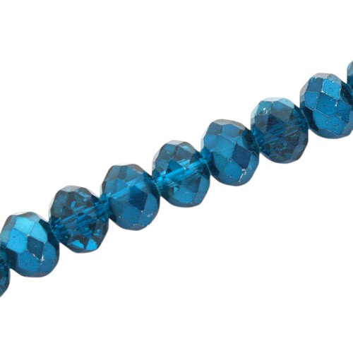 12 X 9 MM RONDELLE BEADS CRYSTAL METALLIC BLUE ZIRCON - 35 PCS