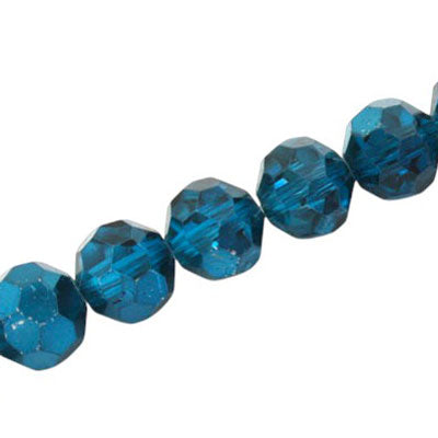 12 MM FACETED ROUND BEADS APPROX 25/PCS - CRYSTAL METALLIC BLUE ZIRCON