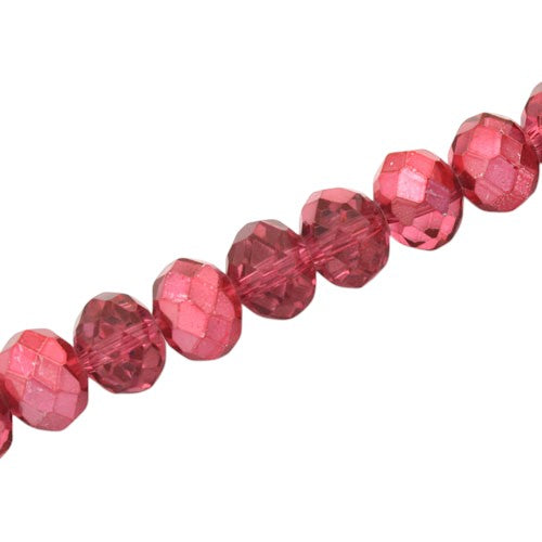 12 X 9 MM RONDELLE BEADS CRYSTAL METALLIC CRANBERRY - 35 PCS