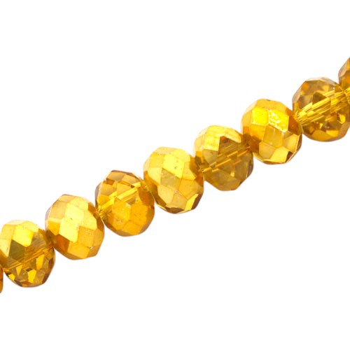 12 X 9 MM RONDELLE BEADS CRYSTAL METALLIC GOLD - 35 PCS