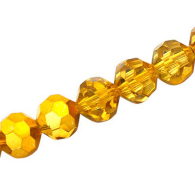 12 MM FACETED ROUND BEADS APPROX 25/PCS - CRYSTAL METALLIC GOLD
