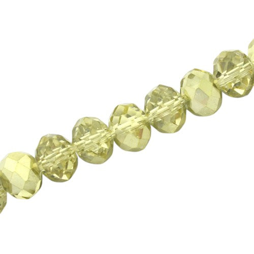 12 X 9 MM RONDELLE BEADS CRYSTAL METALLIC OLIVE - 35 PCS