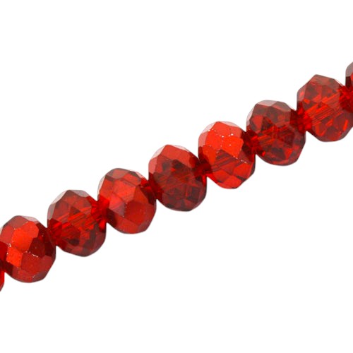 12 X 9 MM RONDELLE BEADS CRYSTAL METALLIC RED - 35 PCS