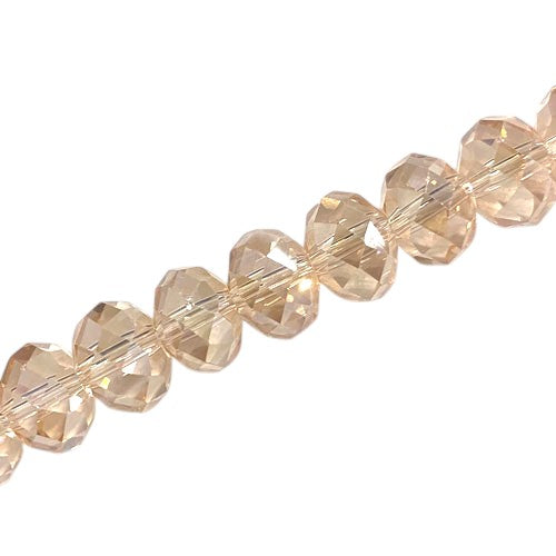 12 X 9 MM CRYSTAL RONDELLE BEADS CHAMPAGNE PINK - APPROX 70 / PCS