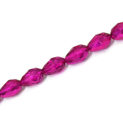 12 X 8 MM CRYSTAL TEARDROP BEADS CRYSTAL METALLIC DARK PINK - APPROX 56 PCS