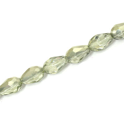 12 X 8 MM CRYSTAL TEARDROP BEADS CRYSTAL METALLIC LIGHT OLIVE - APPROX 56 PCS