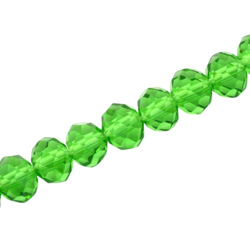 12 X 9 MM CRYSTAL RONDELLE BEADS GREEN - APPROX 72 / PCS