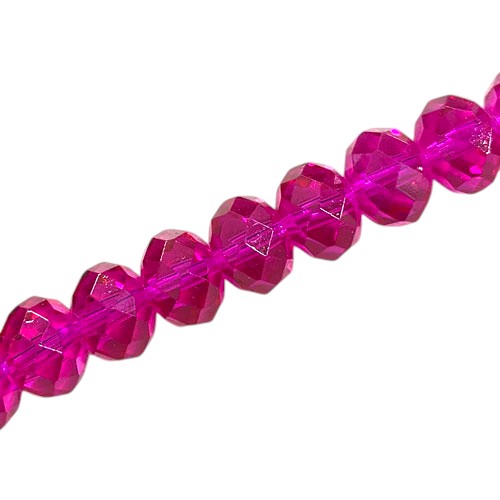 12 X 9 MM CRYSTAL RONDELLE BEADS HOT PINK - APPROX 70 / PCS