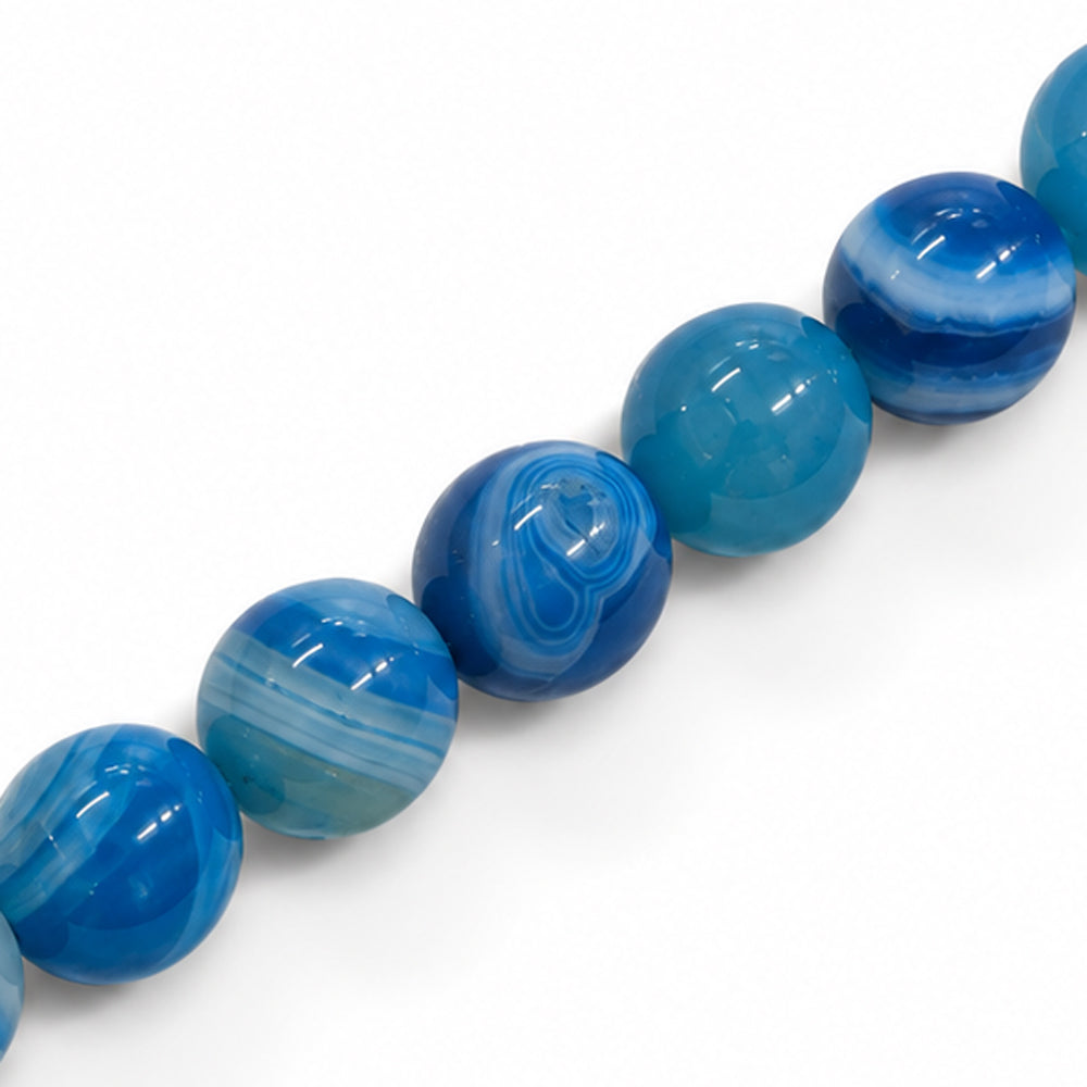 Agate Blue Beads 12mm Round Dyed – Approx 33pcs