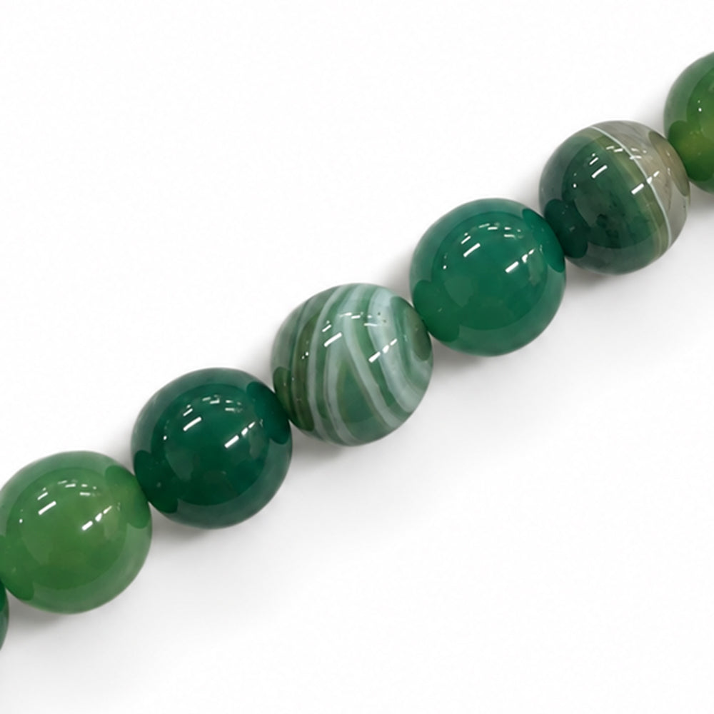 Agate Green Beads 12mm Round Dyed – Approx 33pcs