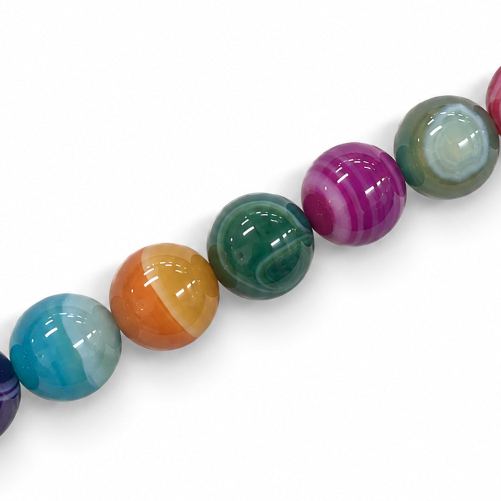 Agate Mix Colour Beads 12mm Round Dyed – Approx 33pcs