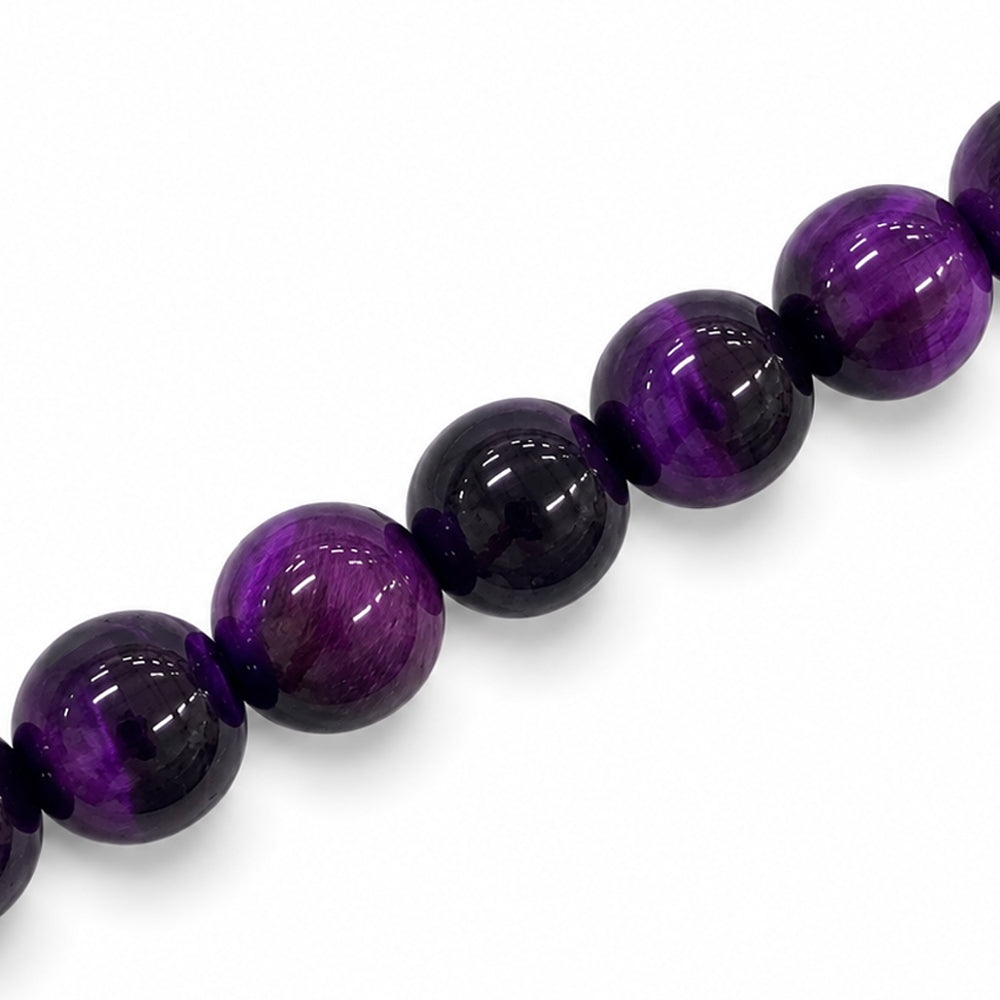 Purple Tiger Eye 12mm Round – Colour Enhanced - Approx 32pcs