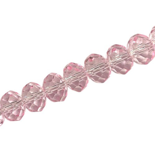 12 X 9 MM CRYSTAL RONDELLE BEADS PINK - APPROX 70 / PCS