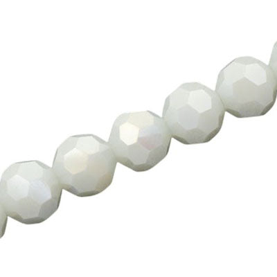 12 MM FACETED ROUND CRYSTAL BEADS APPROX 50/PCS - PEARL WHITE