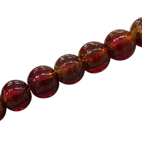 12 MM ROUND FOIL BEADS RED - 30 PCS