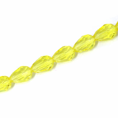 12 X 8 MM CRYSTAL TEARDROP BEADS YELLOW  - APPROX 56 PCS