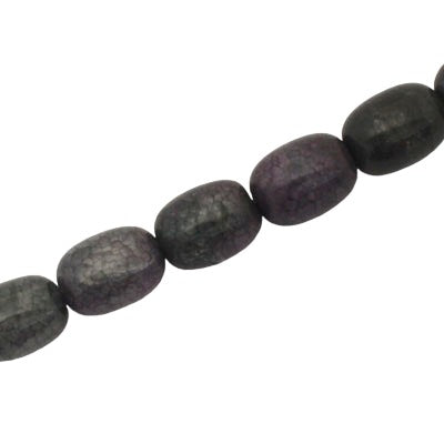 14 X 10 MM OVAL CRACKLE MIX / BLACK / DEEP PURPLE- 28 PCS