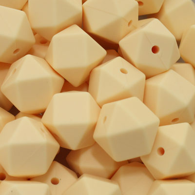 14 MM HEXAGON SILICONE BEADS CREAM - 4 PCS