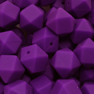 14 MM HEXAGON SILICONE BEADS DARK PURPLE - 4 PCS