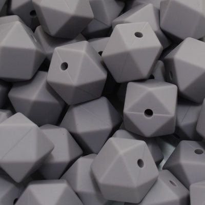 14 MM HEXAGON SILICONE BEADS GREY - 4 PCS