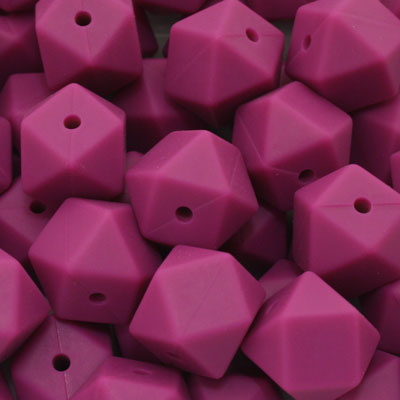 14 MM HEXAGON SILICONE BEADS MAGENTA - 4 PCS