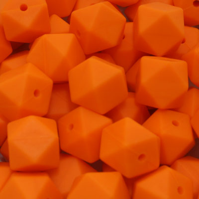 14 MM HEXAGON SILICONE BEADS ORANGE - 4 PCS