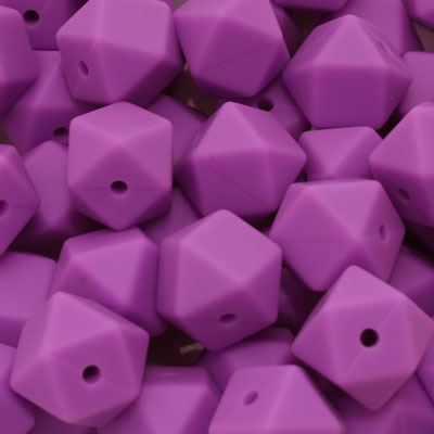 14 MM HEXAGON SILICONE BEADS PURPLE - 4 PCS