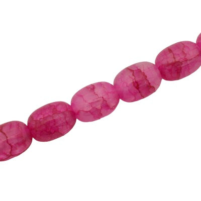 14 X 10 MM OVAL CRACKLE MIX / HOT PINK - 28 PCS