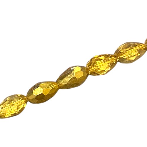 15 X 10 MM TEARDROP BEADS CRYSTAL / METALLIC GOLD - 24 PCS