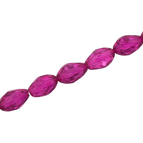 15 X 10 MM TEARDROP BEADS CRYSTAL / METALLIC HOT PINK - 24 PCS