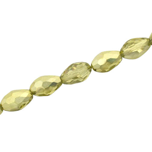 15 X 10 MM TEARDROP BEADS CRYSTAL / METALLIC OLIVE - 24 PCS