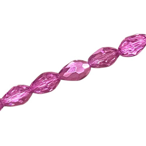 15 X 10 MM TEARDROP BEADS CRYSTAL / METALLIC PINK - 24 PCS