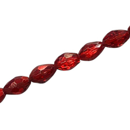 15 X 10 MM TEARDROP BEADS CRYSTAL / METALLIC RED - 24 PCS
